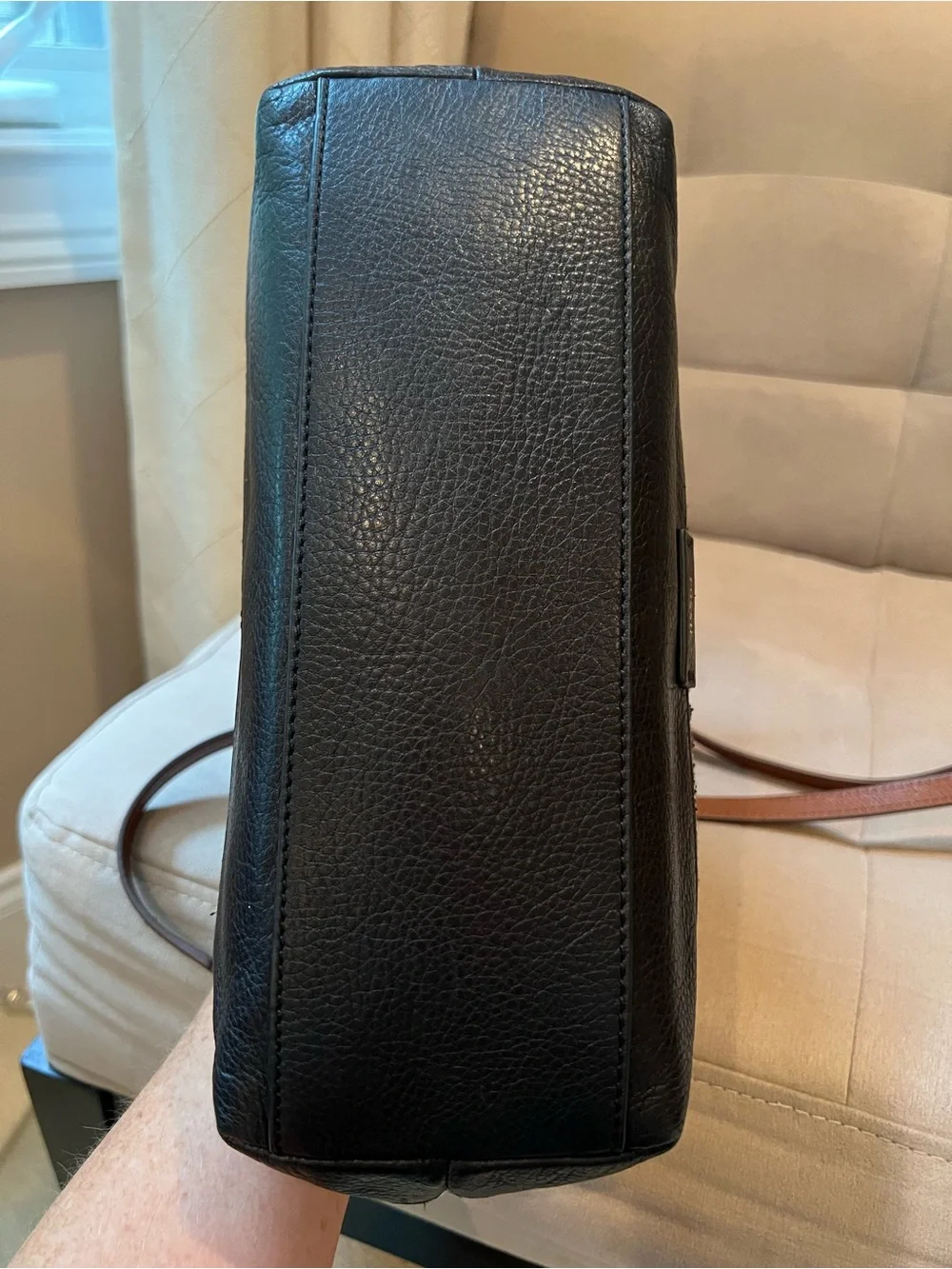 Fossil Sydney Black White Geometric Woven Colorblock Leather Satchel